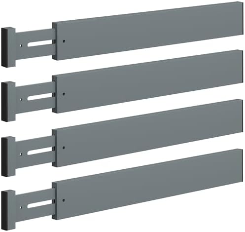 DUCOO 4 PCS Drawer Divider, 17"-22" Adjustable Bamboo Drawer Dividers Organizers, Expandable Separators for Kitchen, Clothes, Dressers, Home, Office, Gray by Unknown