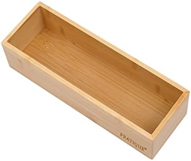 PRATIQUE Bamboo Drawer Organizer - Kitchen Utensil Organizer Silverware Tray Cutlery Holder，Office Desk Supplies and Accessories (8.9x3x2.6 inch) by PRATIQUE