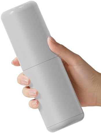Travel Toothbrushes Holder – Portable Toothbrush Containers with Rinse Cup, Toothpaste Case with Leak-Proof Cover for On-The-Go Oral Care (Grey) by Unknown
