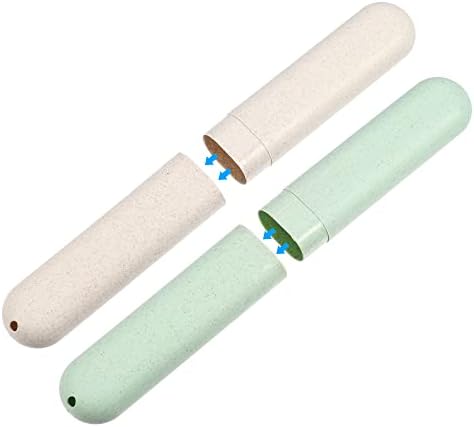 VOCOSTE 2Pcs Toothbrush Case, Green & Beige - Image 5