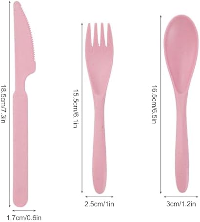 Zoyiancy 5 Sets Wheat Straw Cutlery Set, Reusable Flatware Set for Daily - Image 3