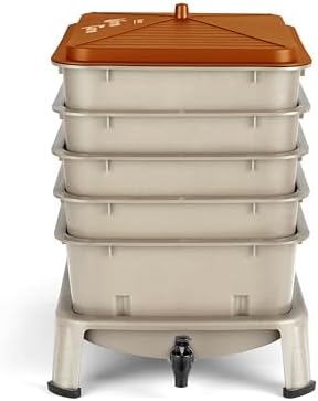 Blütezeit 5-Tray Worm Compost Bin, 53QT Outdoor & Indoor Worm Composter with Worm Farm Starter Kits for Home & Kitchen Recycling Food Waste (Gold) - Image 3