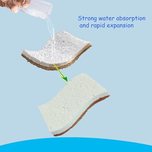 12 Pack Natural Kitchen Sponges,Biodegradable & Compostable,Non-Scratch Cellulose Coconut Fiber Sponges for Dishes,Pots and Pans,Eco-Friendly Cleaning Sponge. - Image 6