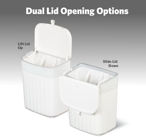 Glad Roomate Under Counter Waste Bin | Space Saving Small Trash Can for Kitchen Cabinet, Bathroom or Office | Dual Lid for Ease of Opening, 9 Liter, White - Image 3