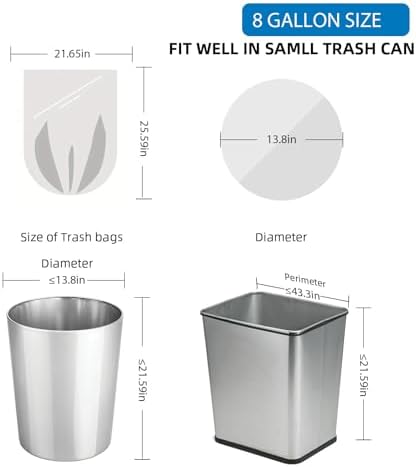 8 Gallon White Trash Bags Biodegradable - Small Garbage Bags 8 Gallon Tall Kitchen Unscented 80count Compostable Recycling Strong Thick Office Waste Basket Medium Liners Bulk Chenyucheng - Image 3