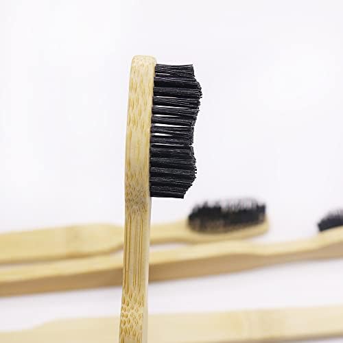 Extra Hard & Firm Bamboo Charcoal Toothbrush Long Head with Wide Thickened Handle Whitening Teeth Pack of 12 - Image 4