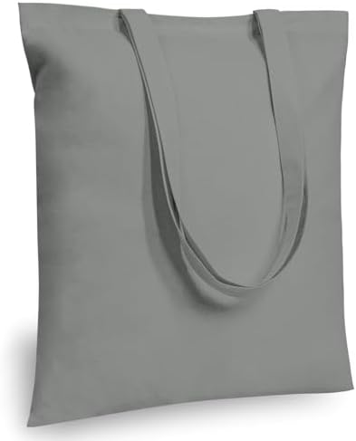 TOPDesign 12-Pack Economical 16"x15" Light Grey Cotton Tote Bags, Lightweight Medium Reusable Grocery Shopping Cloth Bags, Suitable for DIY, Advertising, Promotion, Gift, Activity by TOPDesign