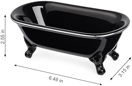 Mini Clawfoot Bathtub Soap Dish,Bar Soap Holder,Black Silver Rim - Image 5