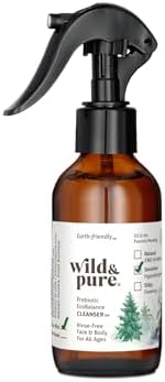 Wild & Pure Sensitive Skin Spray Body Wash (4oz) | Cleanser, Deodorizer, Moisturizer for Face, Hands, Body & Below the Belt | pH-Balanced, Microbiome-Friendly | EcoBalance Refillable Skincare by WildPure