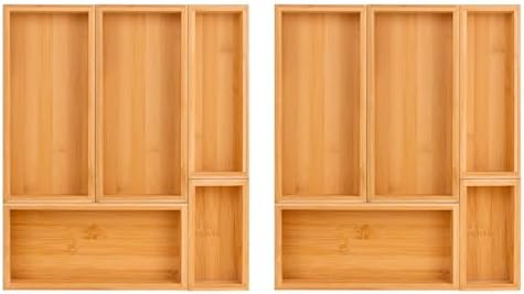 bamboo drawer organizer Set,expandable drawer dividers,wooden storage organizers,drawer organizers for kitchen, bathroom,flatware,Tea Bag Organizer (2 X 5PCS Natural) by Teicui