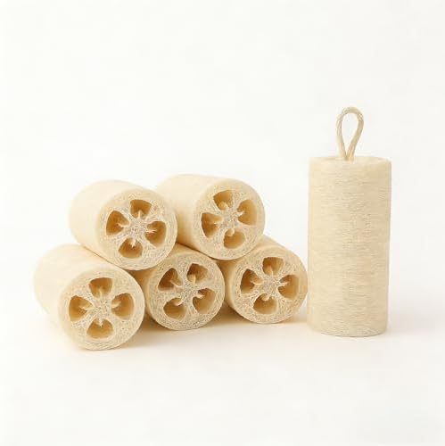 Loofah Body Scrubber Sponge 6-Pack - Natural Exfoliating Sponges for Bath & Shower, Biodegradable Luffa for Smooth & Glowing Skin, Spa Gift Set, Dye-Free, Vegan by Unknown