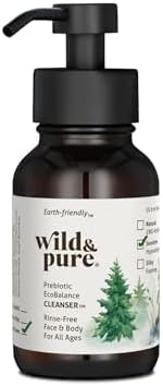 Wild & Pure Sensitive Skin Foaming Body Wash (8 oz) | Cleanser, Deodorizer, Moisturizer for Face, Hands, Body & Below the Belt | pH-Balanced, Microbiome-Friendly | EcoBalance Refillable Skincare by WildPure