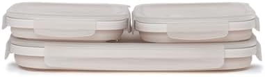 Drip EZ Secondz Collapsible Food Storage Containers (set of 3) - Meal Prep, Leftovers, Lunch, Camping, Hiking - Dishwasher & Microwave Safe - BPA-free Silicone - Locking Lids - Sandstone - Image 2