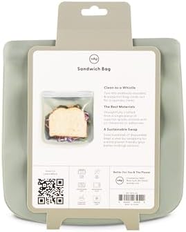 W&P Porter Silicone Reusable Storage Bag, Sandwich (34oz Flat), Sage, Food Storage Container, Microwave and Dishwasher Safe, Easy Cleaning - Image 4