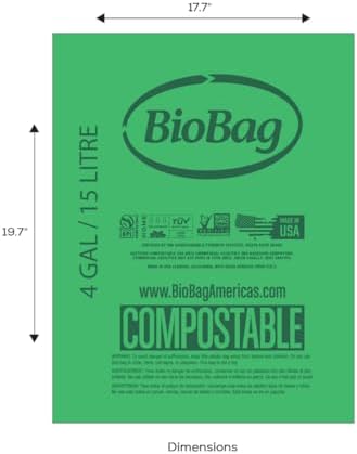 4 Gallon Compostable Trash Bags by BioBag, 75 Count, BPI Certified, Meets ASTM D6400 Standards, Made in USA, Small Kitchen & Bathroom Liners - Image 2