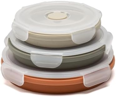 Collapsible Bowls with Lids, Reusable Silicone Food Storage Containers for Meal Prep, Camping Must Haves Accessories ， Microwave Freezer Safe Dishwasher Safe Leak Proof，Set of 3 with Lids by ImaginationJunction