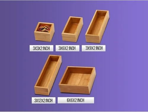 YBM Home Bamboo Drawer Organizer Storage Box for Kitchen Drawer, Junk Drawer, Office, Bedroom, Children Room, Craft, Sewing, and Bathroom, 6 Pack 3x12x2 inch - Image 3