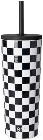 Simple Modern Iced Coffee Tumbler, Insulated | 24oz | Checkered by Unknown