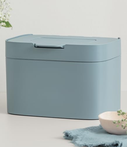 KAZAI. Compost Bin Kitchen 'Elin' | 1.2 GAL / 4.5L Countertop Compost Bin with Lid & Carbon Filter | Odor-Free, Dishwasher Safe, with Inner Bucket | Small Indoor Kitchen Composter | Stone-Blue by KAZAI