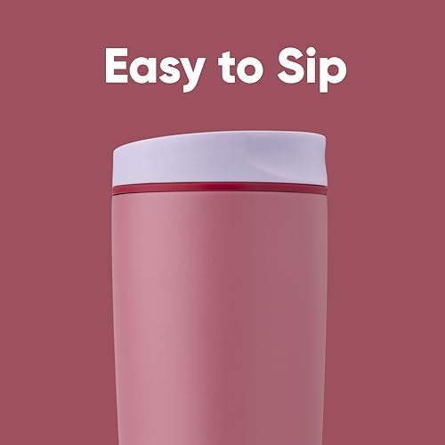 Owala SmoothSip Slider Insulated Stainless Steel Coffee Tumbler, Reusable Iced Coffee Cup, Hot Coffee Travel Mug, BPA Free 20 oz, Purple/Pink (Crochet Queen) - Image 2