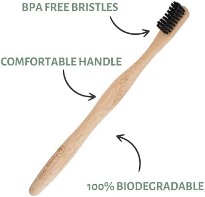 Living Well Dr. Michelle Bamboo Charcoal Toothbrush, Wood Color 4 Pack - Image 2