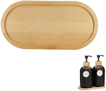 1Pc Bamboo soap Dispenser Tray, Bathroom Countertop Tray Kitchen Trays Sink Dresser Jewelry Ring Dish, Comestic Holder Bathtub Organizer, Ideal for Jewelry, Cosmetics, and Small Items (1) by Unknown