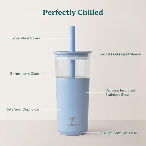 REDUCE Aspen - 20oz Vacuum Insulated Glass Tumbler - Extra Wide Straw & Lid - Image 3