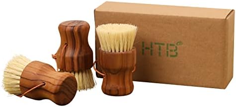 HTB Teak Wood Dish Scrub Brush 3PCS,FSC-Certified by HTB