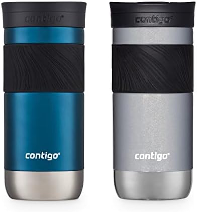 Contigo Byron 2.0 Snapseal Insulated Stainless Steel Travel Mug with Grip 2-pack, 16oz, Blueberry Satin & Gold Morel by Unknown