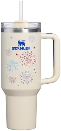 STANLEY Quencher H2.0 Flow State Tumbler, 40 oz, Cream Royal Fireworks by Unknown