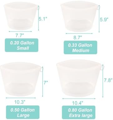 Reusable Silicone Food Storage Bags 4Pack with 2 Sandwich, 1 Lunch, and 1 Half-Gallon Bags, Multiuse Pouches Stand Up Zip Container for Soup and Leftovers, Microwave, Dishwasher, Oven and Freezer Safe - Image 3