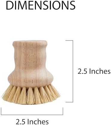 HIC Harold Import Co. Kitchen Natural Bristle Dish Pan Scrub Brush, Non-Scratch Natural Tampico Bristles with Wooden Handle - Image 5