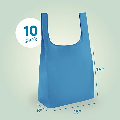 Masirs Reusable Grocery Bag (10-PACK | COLORS) - Reusable Ripstop Bags - Large, Strong Eco Friendly Bags - Foldable Shopping Bag - For Kitchen, Grocery & More - Packable Shopping Bag - Image 4