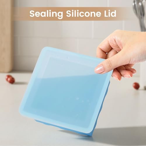 Silicone Freezer Tray for Soup Ice Cubes: 2-Cup Freezing Trays with Lid for Meal Prep - 4Pack Silicon Soup Portion Freeze Tray Make Stock Souped Ice Cube - Image 4