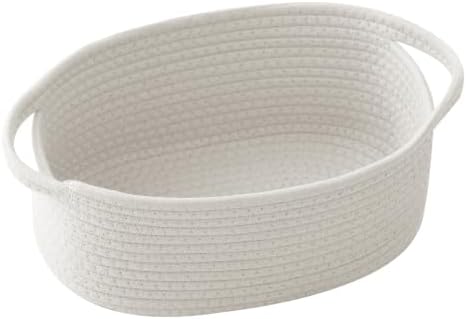 White Woven Rope Basket - Baby Gift Basket with Bag & Ribbon by HZFTJOY