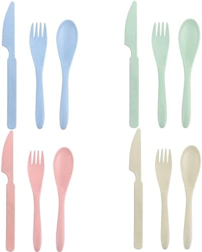 Wheat Straw Portable Cutlery Set Reusable Knife Fork Spoon Tableware by Unknown