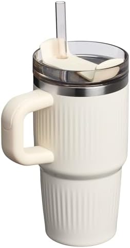 STANLEY Quencher H2.0 Tumbler with Handle and Straw 20 oz | Flowstate 3-Position Lid | Cup Holder Compatible for Travel | Insulated Stainless Steel Cup | BPA-Free | Fluted Cream Gloss - Image 3