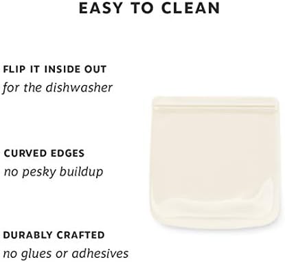 W&P Porter Silicone Reusable Storage Bag, Sandwich (34oz Flat), Cream, Food Storage Container, Microwave and Dishwasher Safe, Easy Cleaning - Image 2