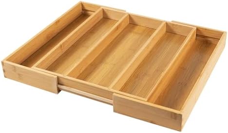 Utoplike Drawer Organizer Kitchen Utensils, Expandable Bamboo Cutlery Tray by Utoplike