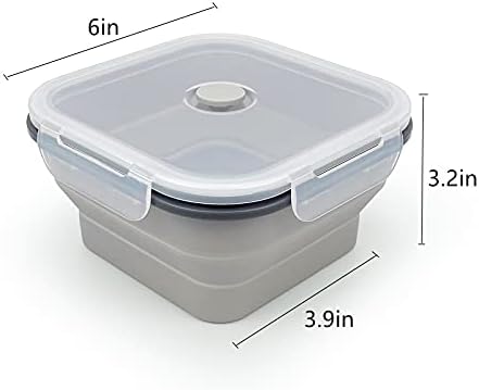CARTINTS Collapsible Camping Bowl, Silicone Food Container with Lid, Space-Saving Camping Utensils for Kitchen and Outdoor, Microwave Safe 900ml - Image 3