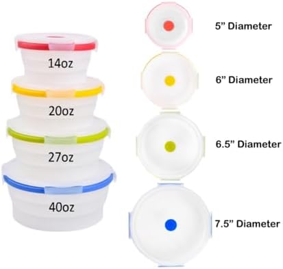 ECOBERI Collapsible Food Storage Containers with Lids, 4 Piece, 14-40 oz - Image 3