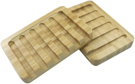 3 Pcs Bamboo Soap Dish, Wooden Color - Image 4