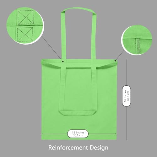 TOPDesign 12-Pack Economical 16"x15" Baby Green Cotton Tote Bags, Lightweight Medium Reusable Grocery Shopping Cloth Bags, Suitable for DIY, Advertising, Promotion, Gift, Activity - Image 3