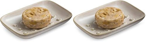 Miamolo Soap Dish for Shower, Ceramic Soap Dish Non-Slip Soap Holder Bar Saver Tray for Bathroom Kitchen Sink, Floating Point Design Save Soap Loss (Pack of 2) by Miamolo