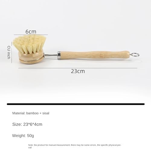 Long Handle Replaceable Head Pot Brush, Bamboo and Wood dishwashing Brush Set (2 Packs) - sisal/Mixed Brown Cleaning Brush, Suitable for Non Stick pots, Plates, Cups, etc - Image 5