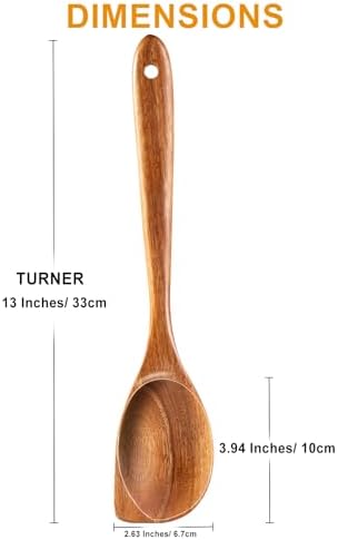2 Pack Premium wooden spoons for cooking - Acacia Wood Kitchen utensils for Cooking and Stirring, Durable Hardwood Stirring Spoon, Non-Scratch Cooking utensil Tool, Ergonomic Handle 13 Inches - Image 6