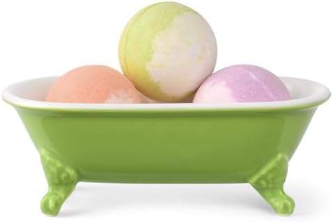 6.5" Ceramic Mini Clawfoot Bathtub Soap Dish,Bar Soap Holder,Lime - Image 2