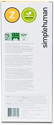 simplehuman Code Z 30 Count Compostable Custom Fit Liners, Certified Compostable Trash Bags for Compost Caddy, Plant-Based PVOH Plastic, Backyard or Commercial Composting, 4 Liter / 1 Gallon - Image 2