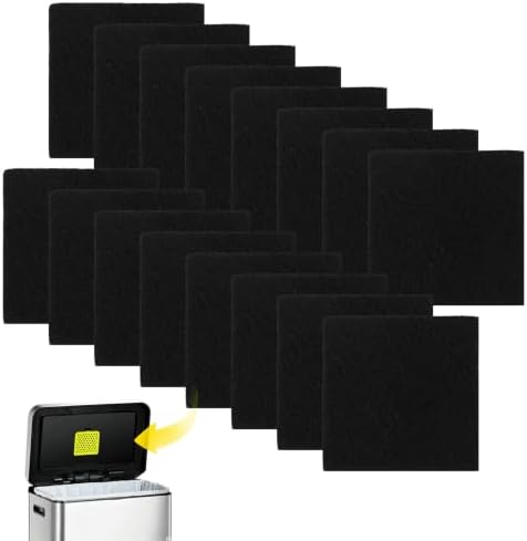 16Pcs Activated Charcoal Purifying Deodorizer for Trash Cans Universal Stick-on Rectangle Odor Absorbing Filters for Compost Buckets Countertop Recycle Bins Home Kitchen Accessories by CONCHLERY%E6%97%97%E8%88%B0%E5%BA%97