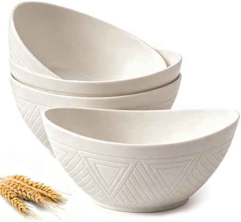 Homienly 9.6 inch Serving Bowls, Large Serving Dishes for Wedding Parties, 60 Oz for Salad, Side Dishes, Pasta, Oval Shape, Microwave & Dishwasher Safe, Set of 4, White by HOMIENLY
